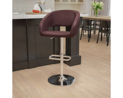 BLNK Erik Vinyl Adjustable Height Bar Stool with Rounded Mid-Back and Chrome Base