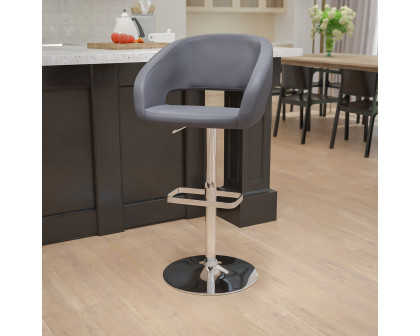 BLNK Erik Vinyl Adjustable Height Bar Stool with Rounded Mid-Back and Chrome Base