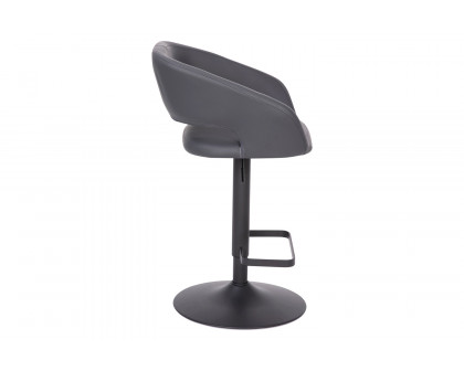 BLNK™ Erik Vinyl Adjustable Height Bar Stool with Rounded Mid-Back and Black Base - Gray