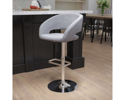 BLNK Erik Fabric Adjustable Height Bar Stool with Rounded Mid-Back and Chrome Base