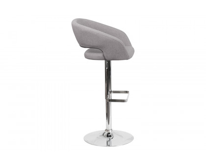 BLNK™ Erik Fabric Adjustable Height Bar Stool with Rounded Mid-Back and Chrome Base - Gray