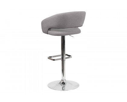 BLNK™ Erik Fabric Adjustable Height Bar Stool with Rounded Mid-Back and Chrome Base - Gray