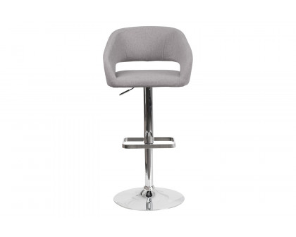 BLNK™ Erik Fabric Adjustable Height Bar Stool with Rounded Mid-Back and Chrome Base - Gray