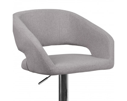 BLNK™ Erik Fabric Adjustable Height Bar Stool with Rounded Mid-Back and Chrome Base - Gray