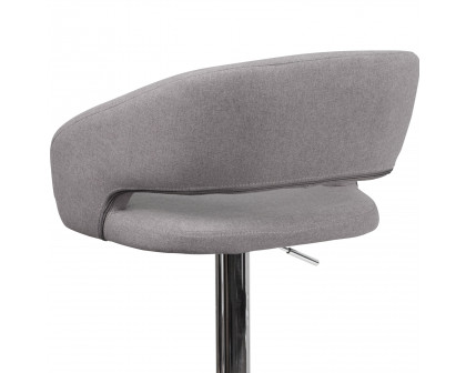 BLNK™ Erik Fabric Adjustable Height Bar Stool with Rounded Mid-Back and Chrome Base - Gray