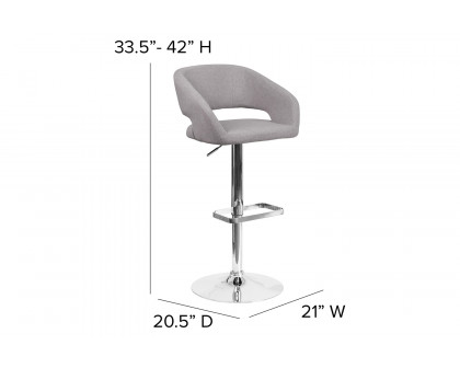 BLNK™ Erik Fabric Adjustable Height Bar Stool with Rounded Mid-Back and Chrome Base - Gray