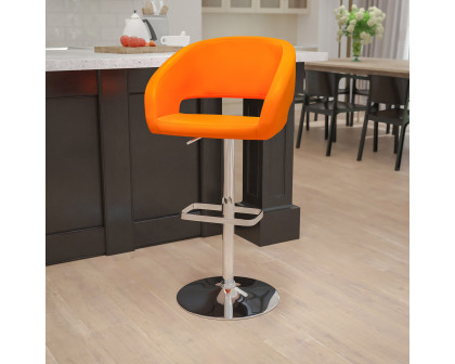 BLNK Erik Vinyl Adjustable Height Bar Stool with Rounded Mid-Back and Chrome Base