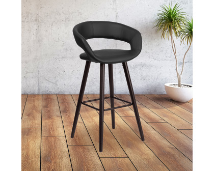 BLNK Brynn Series Vinyl Contemporary Cappuccino Wood Bar Stool