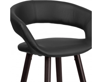 BLNK™ Brynn Series Vinyl Contemporary Cappuccino Wood Bar Stool - Black