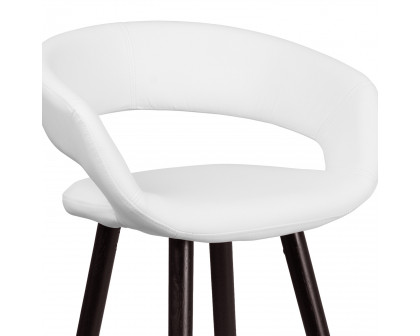 BLNK Brynn Series Vinyl Contemporary Cappuccino Wood Bar Stool - White