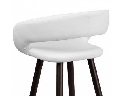 BLNK Brynn Series Vinyl Contemporary Cappuccino Wood Bar Stool - White