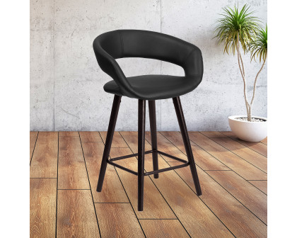 BLNK Brynn Series Vinyl Contemporary Cappuccino Wood Counter Height Stool