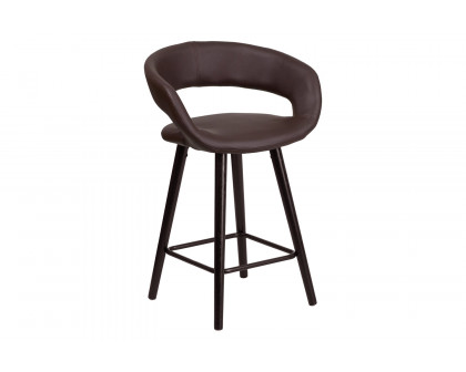 BLNK Brynn Series Vinyl Contemporary Cappuccino Wood Counter Height Stool