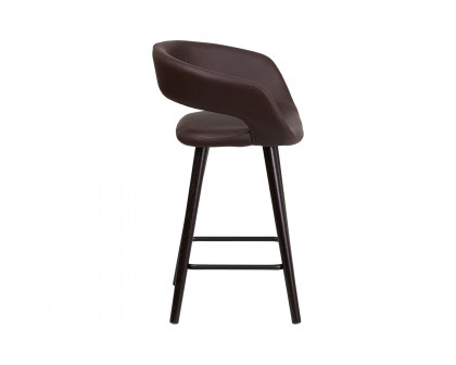 BLNK Brynn Series Vinyl Contemporary Cappuccino Wood Counter Height Stool - Brown