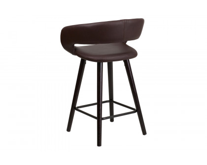 BLNK Brynn Series Vinyl Contemporary Cappuccino Wood Counter Height Stool - Brown