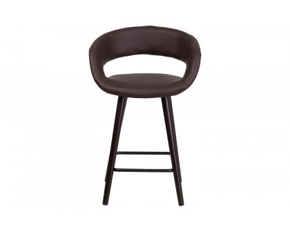 BLNK Brynn Series Vinyl Contemporary Cappuccino Wood Counter Height Stool - Brown