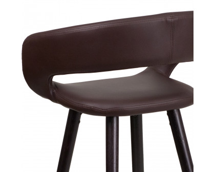 BLNK Brynn Series Vinyl Contemporary Cappuccino Wood Counter Height Stool - Brown