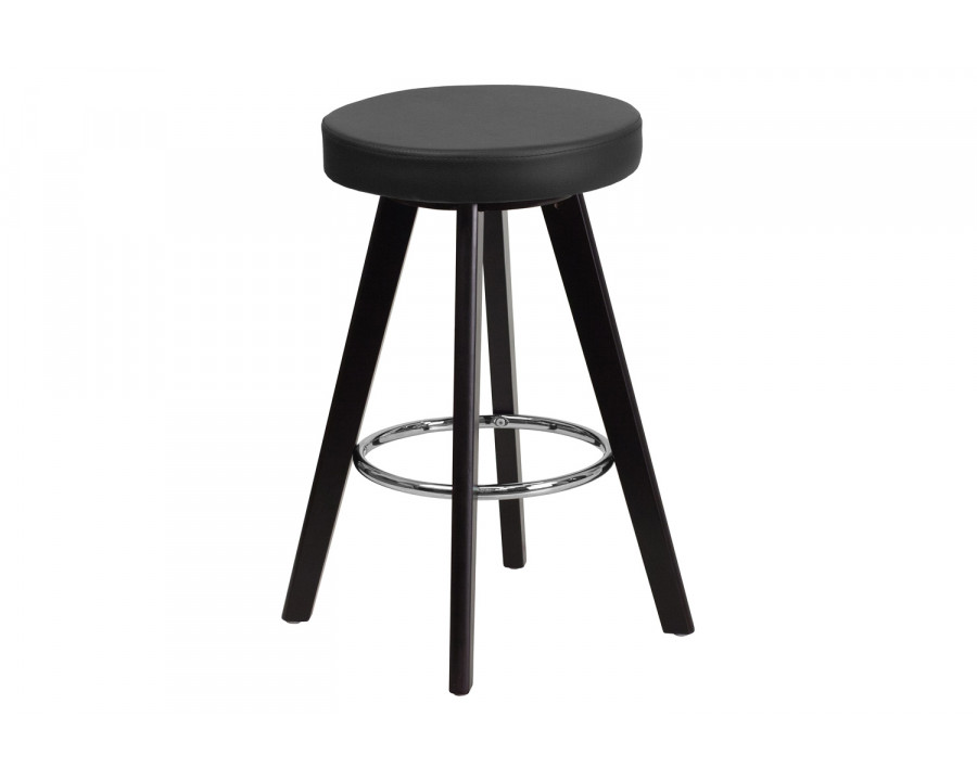 BLNK - Trenton Series Contemporary Cappuccino Wood Counter Height Stool with Black Vinyl Seat