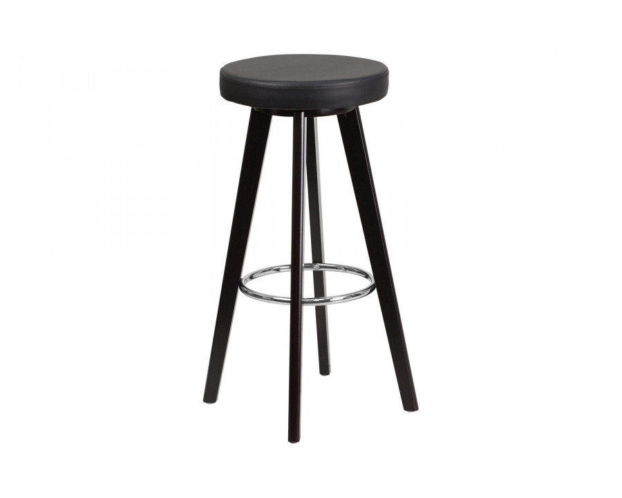 BLNK - Trenton Series Cappuccino Wood Contemporary Bar Stool with Black Vinyl Seat