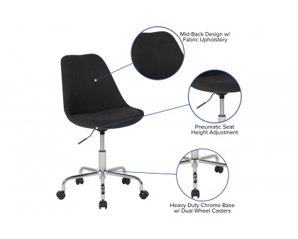 BLNK Aurora Series Mid-Back Task Office Chair with Pneumatic Lift and Chrome Base - Black