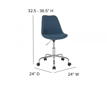 BLNK Aurora Series Mid-Back Task Office Chair with Pneumatic Lift and Chrome Base - Blue