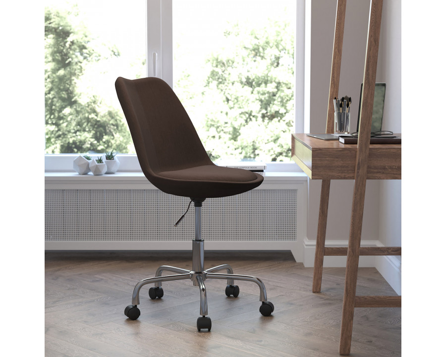 BLNK Aurora Series Mid-Back Task Office Chair with Pneumatic Lift and Chrome Base - Brown