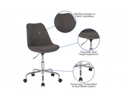 BLNK Aurora Series Mid-Back Task Office Chair with Pneumatic Lift and Chrome Base - Dark Gray