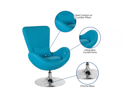 BLNK Egg Series Fabric Side Reception Chair - Aqua