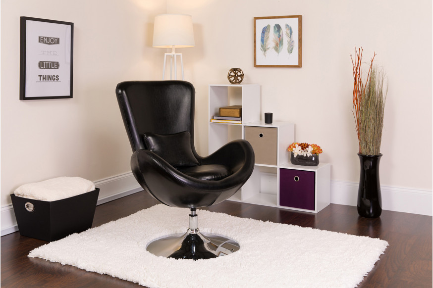 BLNK™ Egg Series LeatherSoft Side Reception Chair - Black