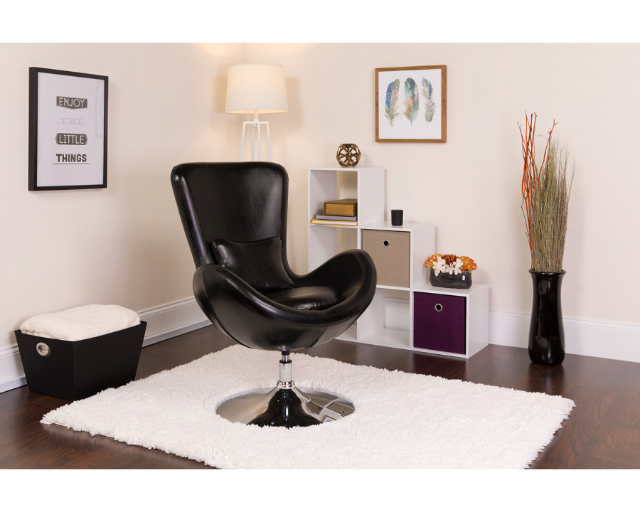 BLNK Egg Series LeatherSoft Side Reception Chair - Black