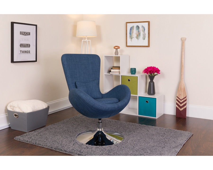 BLNK Egg Series Fabric Side Reception Chair - Blue