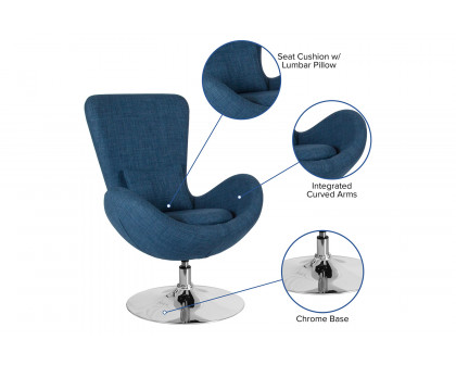 BLNK Egg Series Fabric Side Reception Chair - Blue