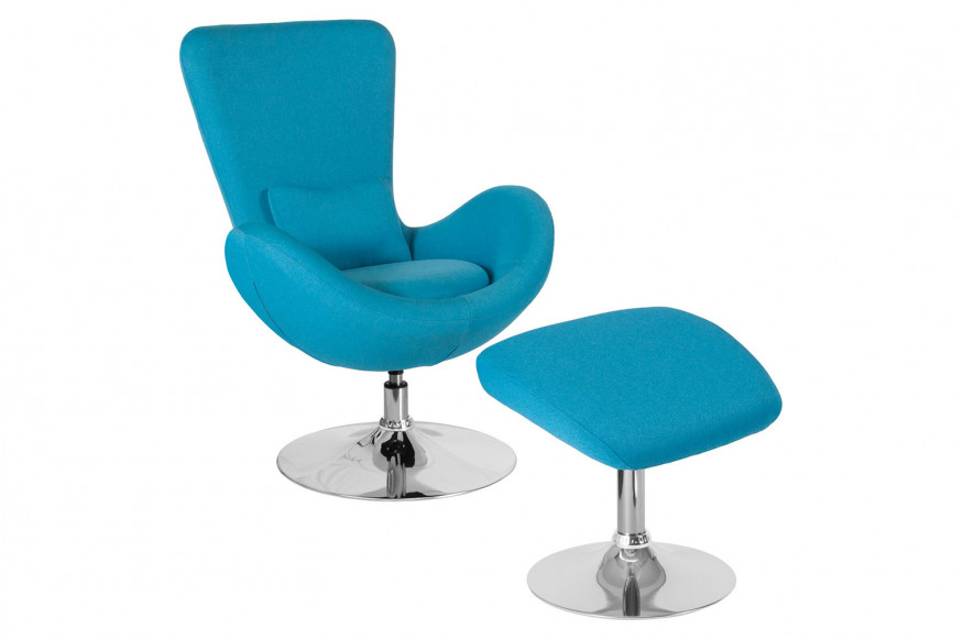 BLNK™ Egg Series Fabric Side Reception Chair with Ottoman - Aqua