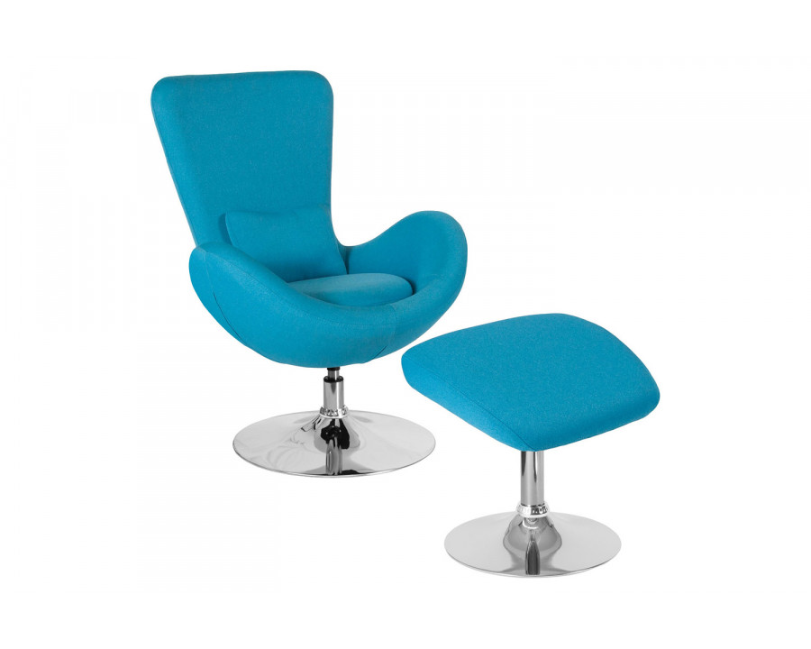 BLNK Egg Series Fabric Side Reception Chair with Ottoman - Aqua