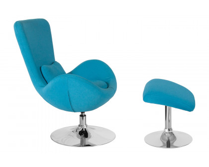 BLNK™ Egg Series Fabric Side Reception Chair with Ottoman - Aqua