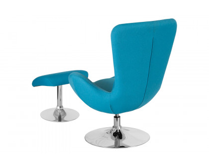 BLNK™ Egg Series Fabric Side Reception Chair with Ottoman - Aqua