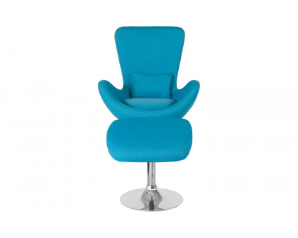 BLNK™ Egg Series Fabric Side Reception Chair with Ottoman - Aqua