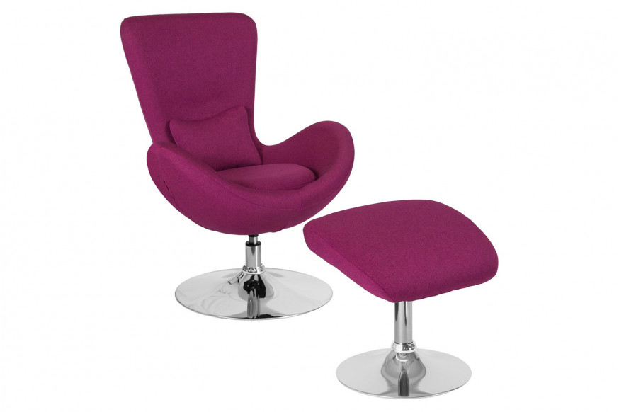 BLNK™ Egg Series Fabric Side Reception Chair with Ottoman - Magenta