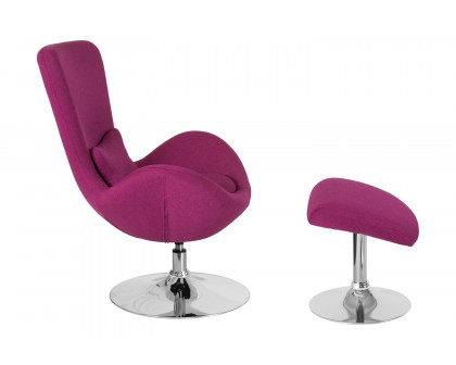 BLNK™ Egg Series Fabric Side Reception Chair with Ottoman - Magenta