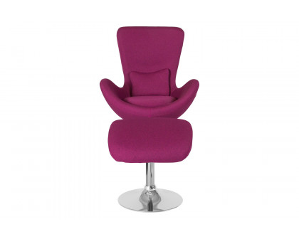 BLNK™ Egg Series Fabric Side Reception Chair with Ottoman - Magenta