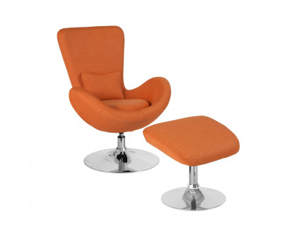 BLNK Egg Series Fabric Side Reception Chair with Ottoman