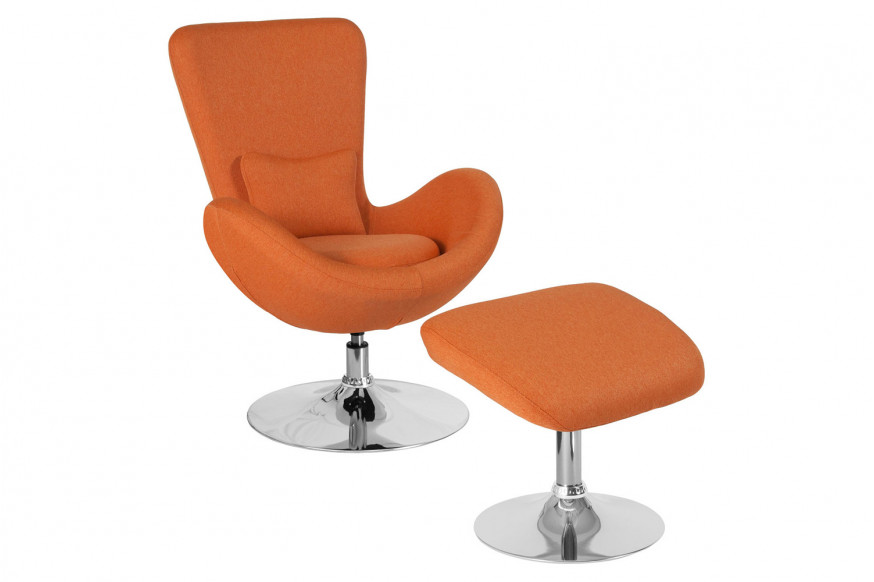 BLNK™ Egg Series Fabric Side Reception Chair with Ottoman - Orange