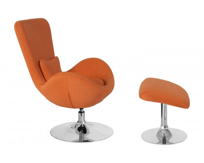 BLNK™ Egg Series Fabric Side Reception Chair with Ottoman - Orange