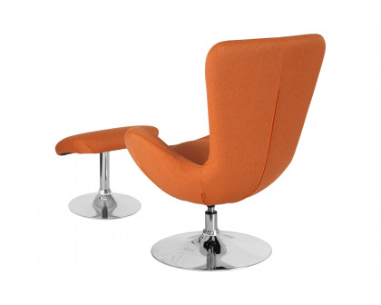 BLNK™ Egg Series Fabric Side Reception Chair with Ottoman - Orange