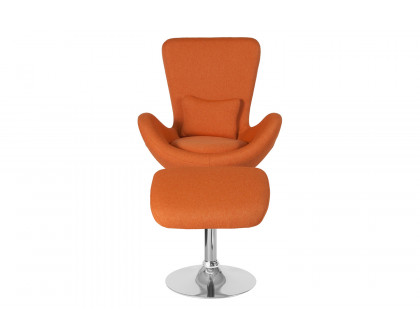 BLNK™ Egg Series Fabric Side Reception Chair with Ottoman - Orange