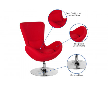 BLNK Egg Series Fabric Side Reception Chair - Red