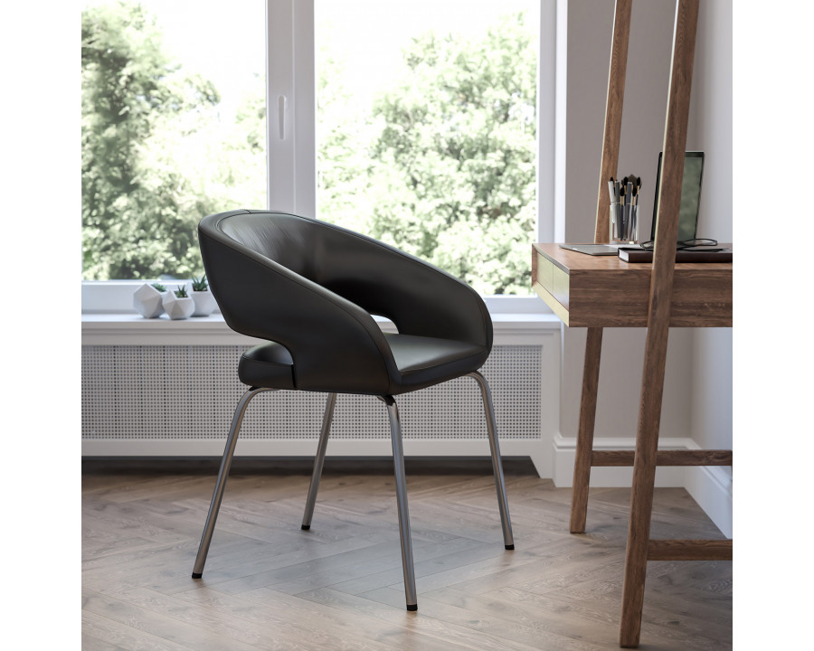 BLNK Fusion Series LeatherSoft Side Reception Chair - Black