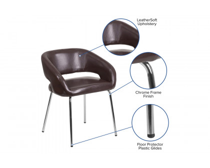 BLNK™ Fusion Series LeatherSoft Side Reception Chair - Brown