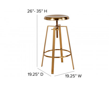 BLNK Toledo Industrial Style Bar Stool with Swivel Lift Adjustable Height Seat - Gold