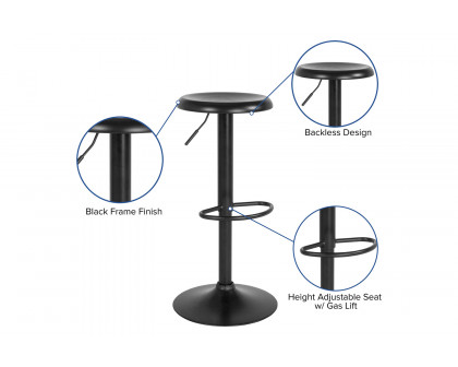 BLNK Madrid Series Adjustable Height Retro Bar Stool - Black